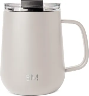 Simple Modern Travel Coffee Mug with Lid and Handle | Reusable Insulated Stainless Steel Coffee Tumbler Tea Cup | Gifts for Women Men Him Her | Voyager Collection | 12oz | Almond Birch