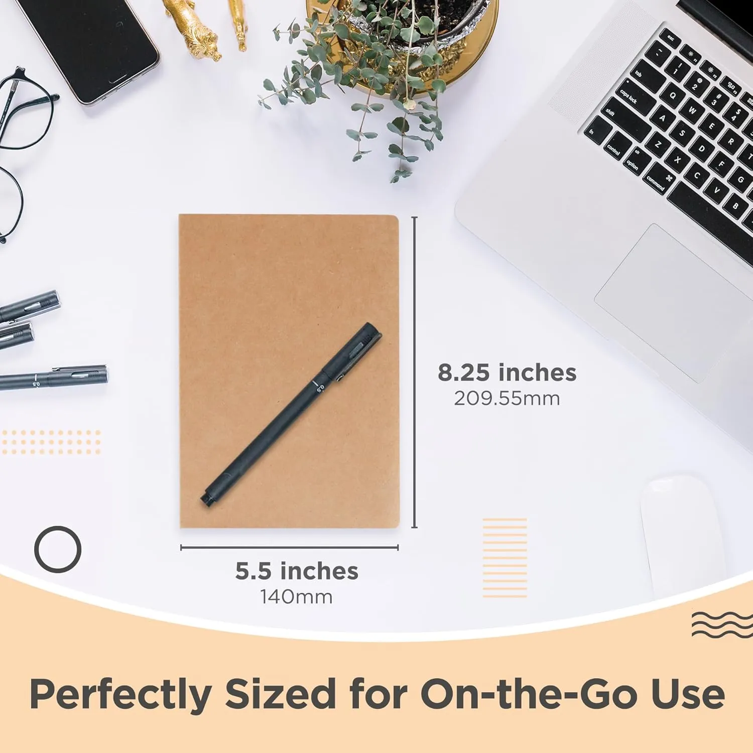 Sketch Book, 3 Pack Blank Drawing Notebook, 5.5" x 8.25" Kraft Cover Sketchbook, 224 Pages/112 Sheets 100gsm Plain Paper