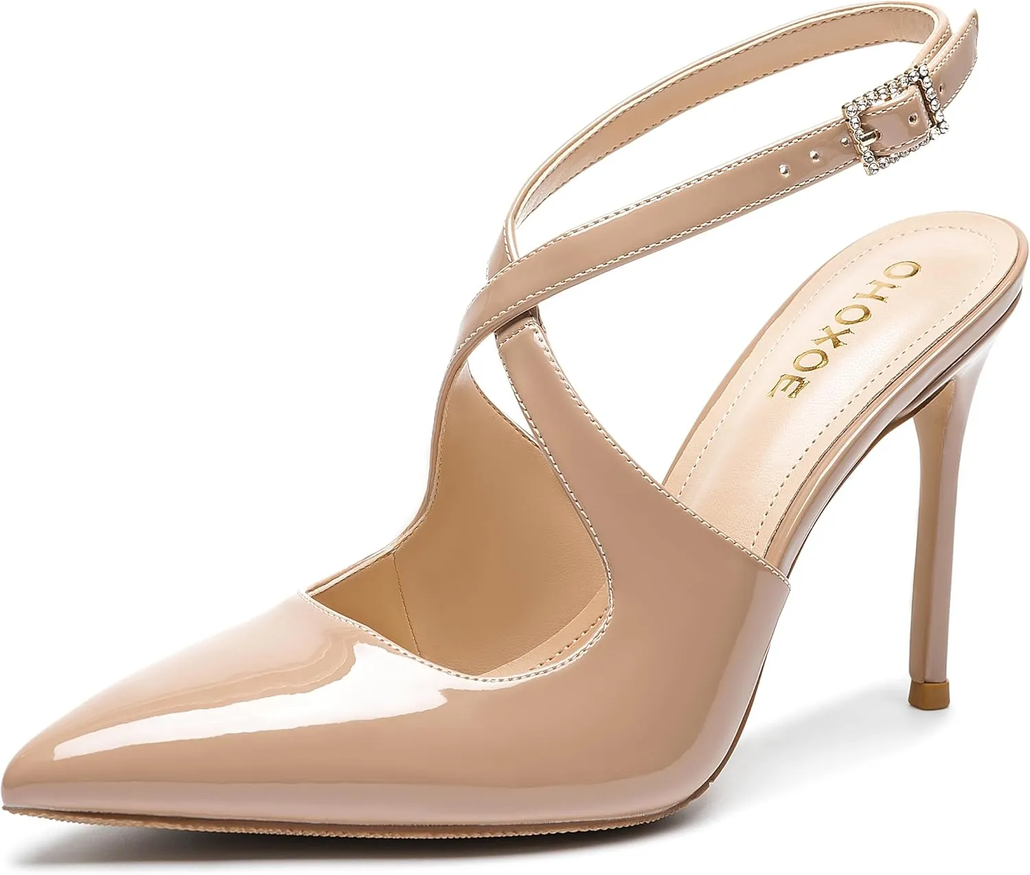 Slingback Heels for Women Pointed Closed Toe Stiletto Pumps Cross Strap Kitten Heels Wedding Party Dress Sandals Shoes