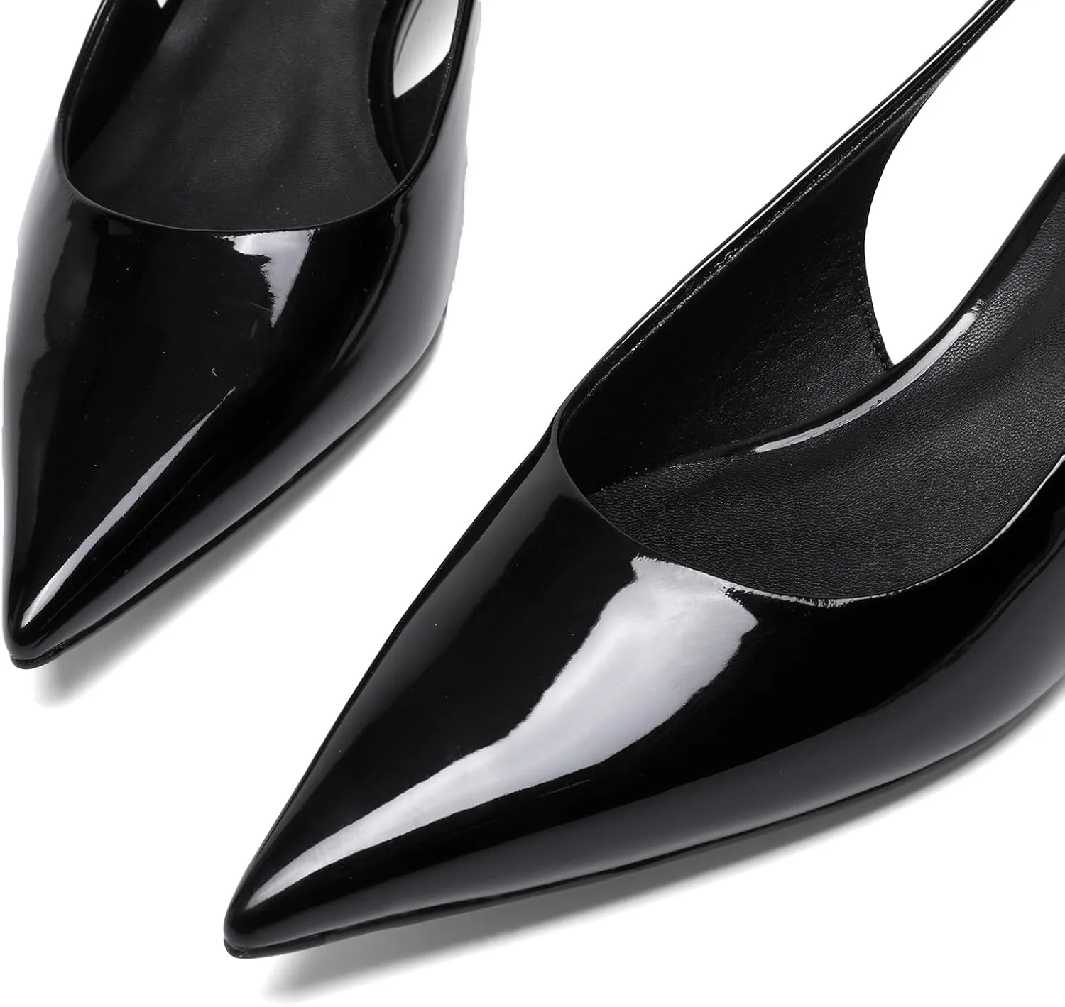 Slingback Kitten Heels for Women Pointed Toe Pumps Metallic Silver Heels
