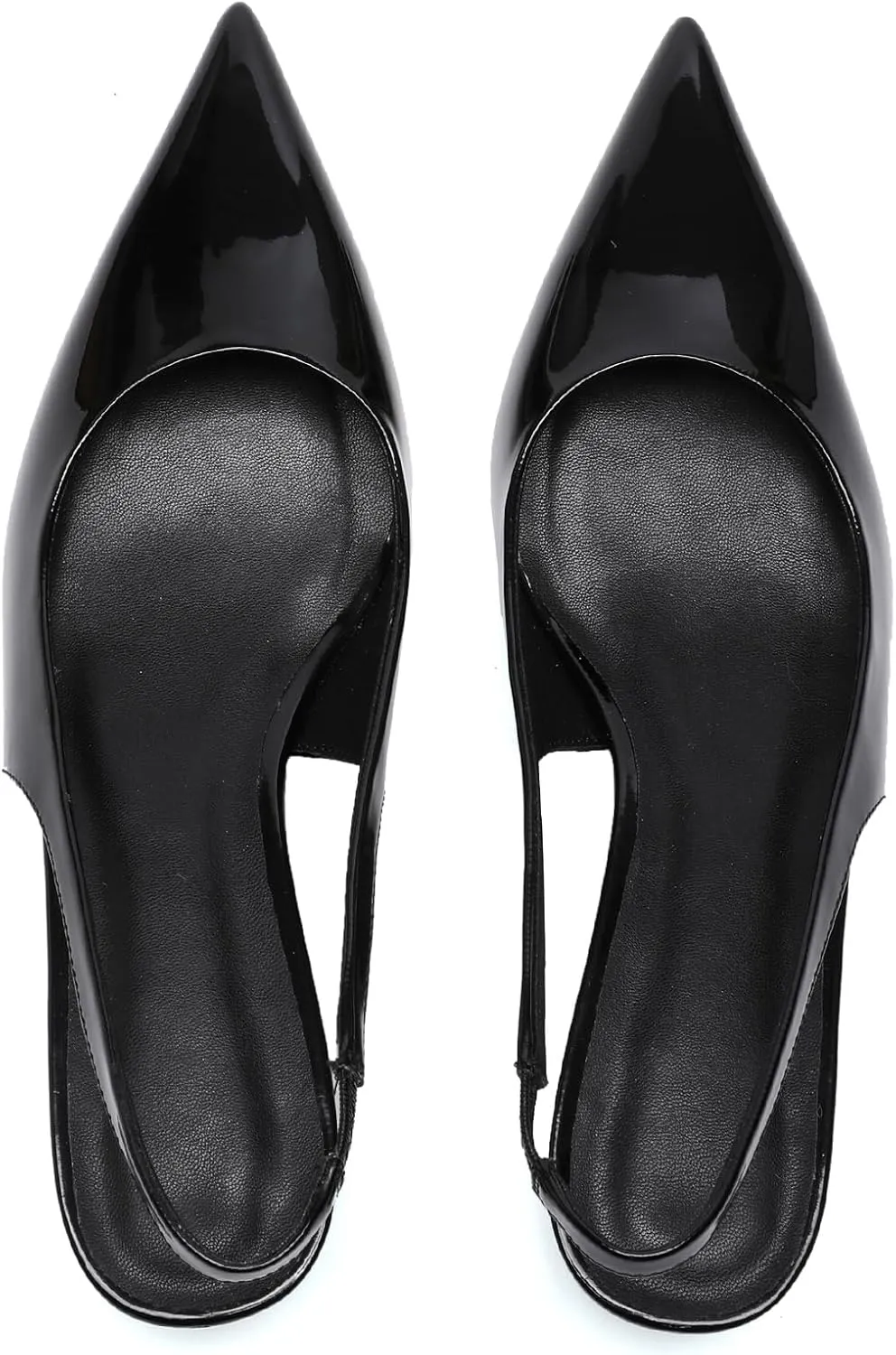 Slingback Kitten Heels for Women Pointed Toe Pumps Metallic Silver Heels