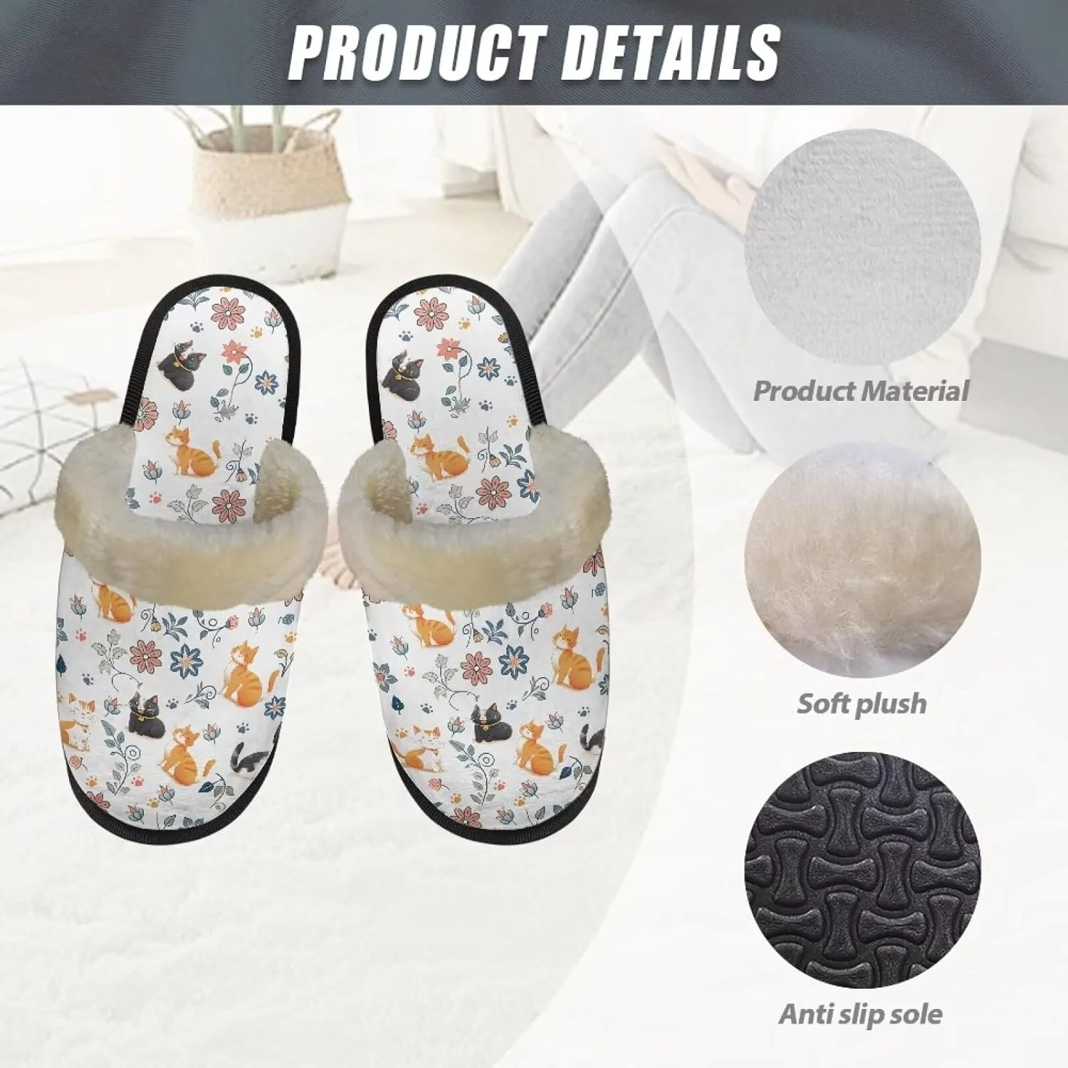 Slippers for Women Warm Soft Cozy Easy to Clean