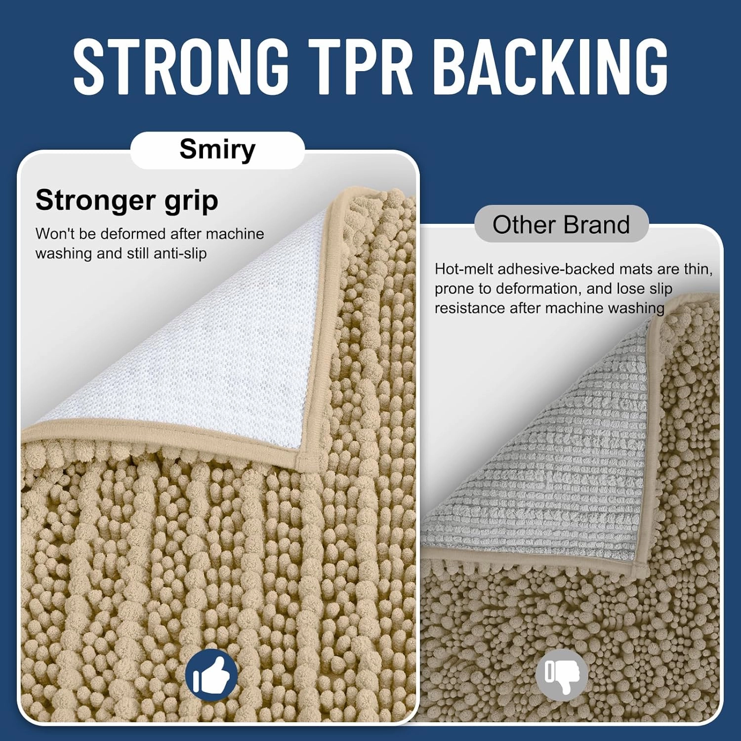 Smiry Bathroom Rugs Mat 30x20, Extra Soft Absorbent Chenille Bath Rugs, Non Slip Rubber Backing Machine Washable Quick Dry Bath Mats for Bathroom Floor, Tub, Shower, Home Decor Accessories, Beige