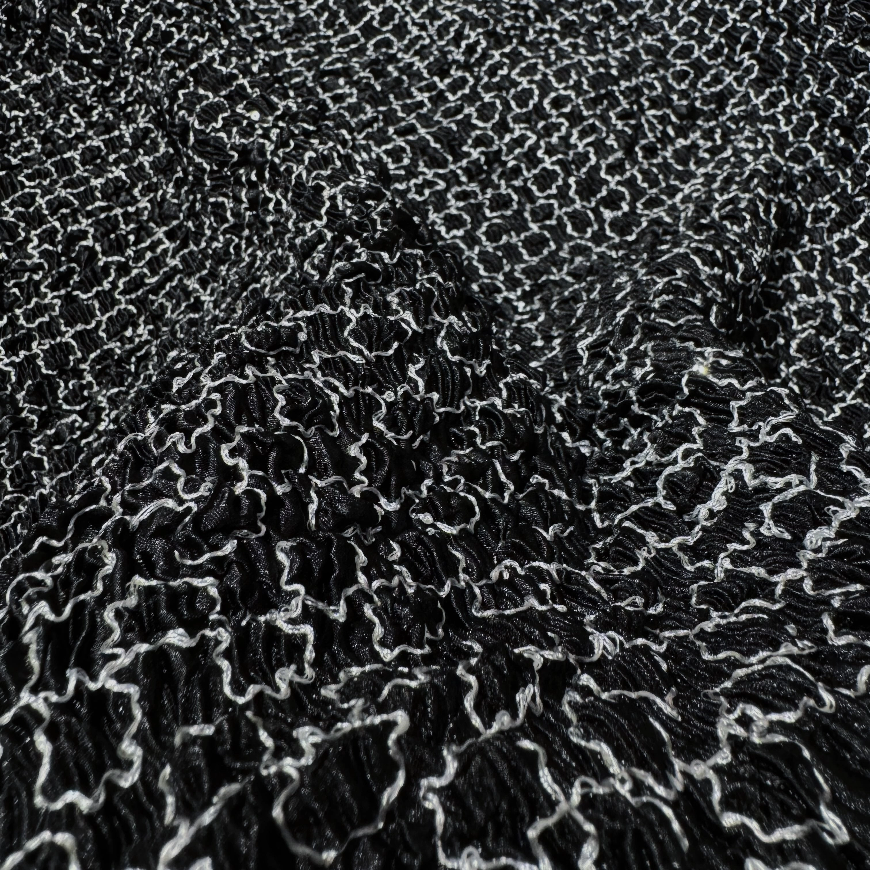 Smocked Sequin Plisse - Black/White