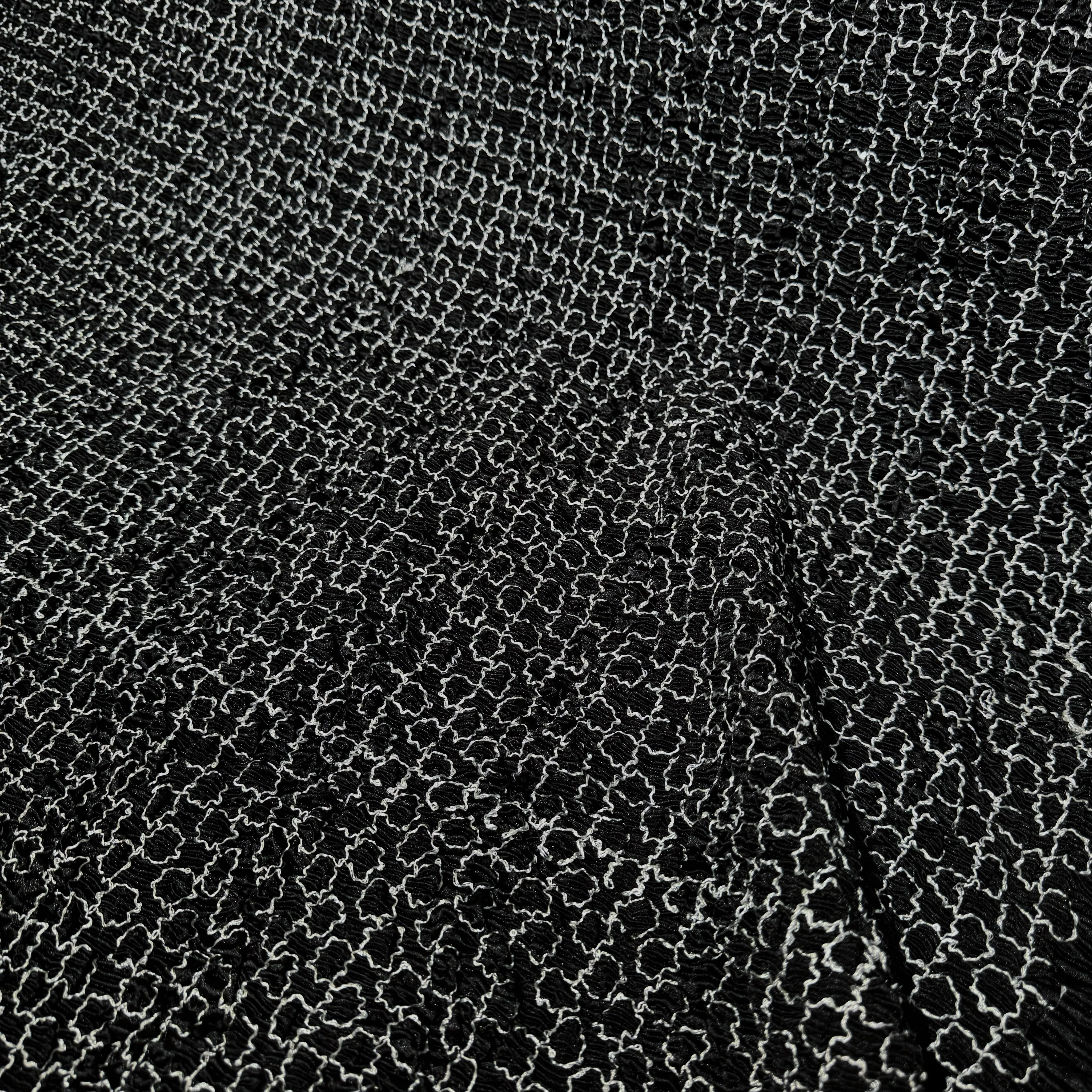 Smocked Sequin Plisse - Black/White