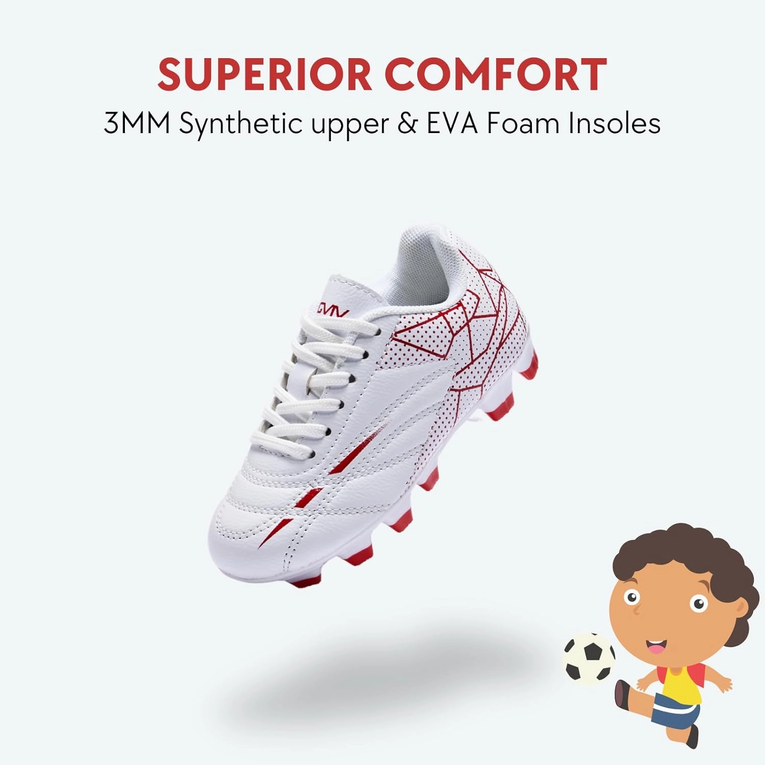 Soccer Cleats for Toddler and Little Kids, FG Lace Up Soccer Shoes, Firm Ground Outsoles for Artificial Turf, 3 Colors