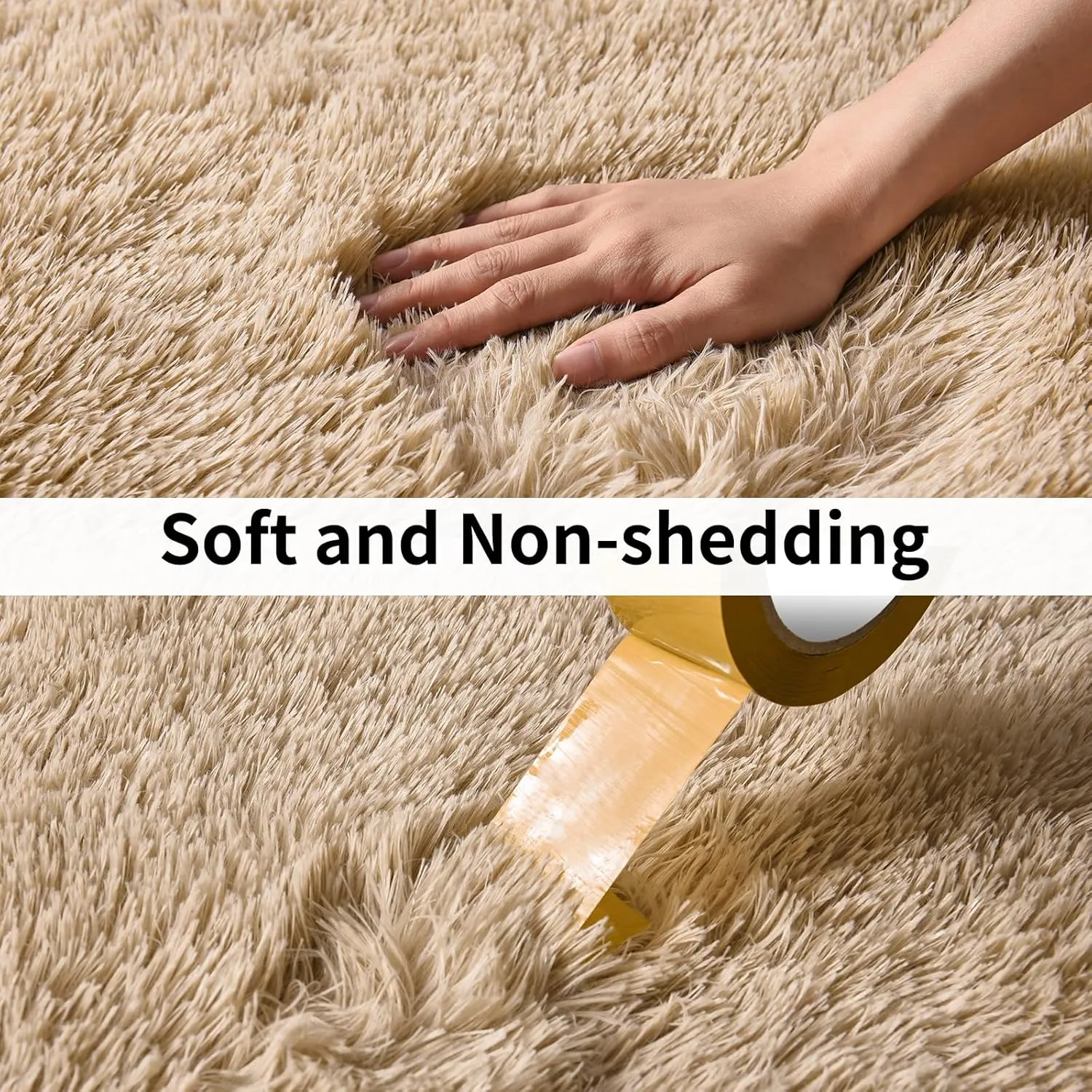 Soft Shag Rugs for Bedroom, 4x6 Beige Fluffy Shaggy Rugs for Living Room Nursery, Luxury Modern Plush Carpet Girls Boys Kids Room Dorm Indoor Home Decor, Upgrade Non-Slip