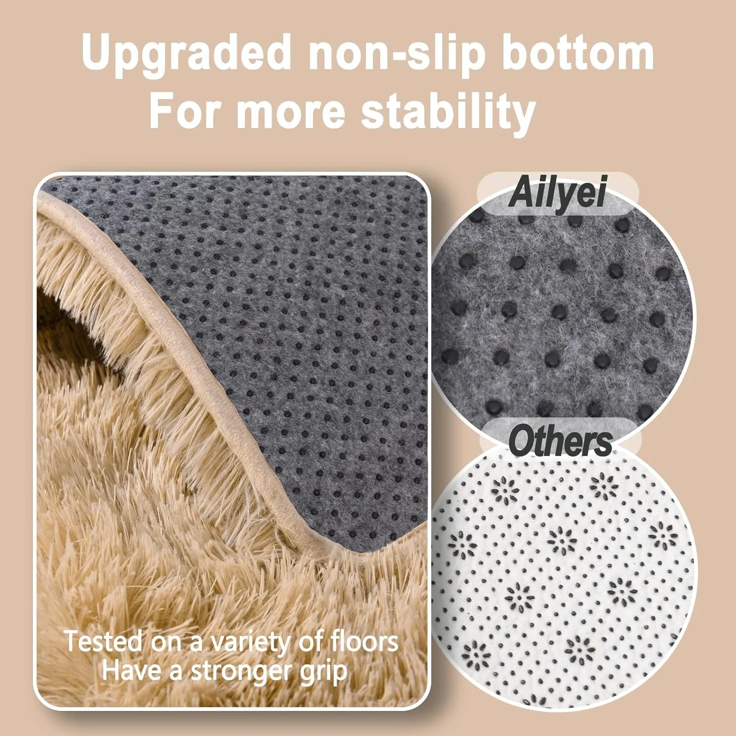 Soft Shag Rugs for Bedroom, 4x6 Beige Fluffy Shaggy Rugs for Living Room Nursery, Luxury Modern Plush Carpet Girls Boys Kids Room Dorm Indoor Home Decor, Upgrade Non-Slip
