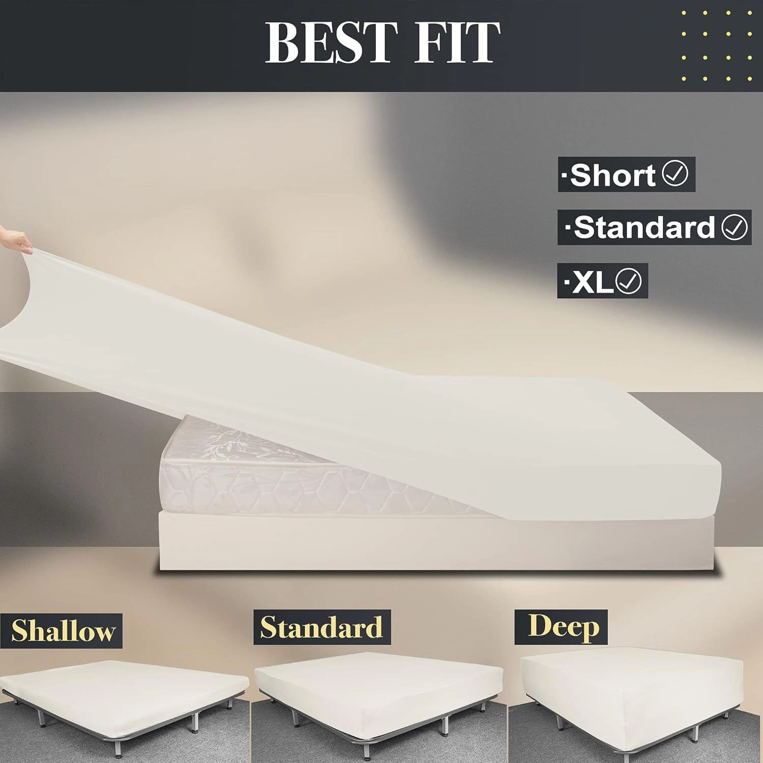 Soft Stretch Queen Size Fitted Sheet Only - Jersey Knit & Cozy T-Shirt Like, 4-Way Stretchy Snug Fit & Wrinkle Free, No More Slipping Mattress Sheets - Creamy Beige, Queen