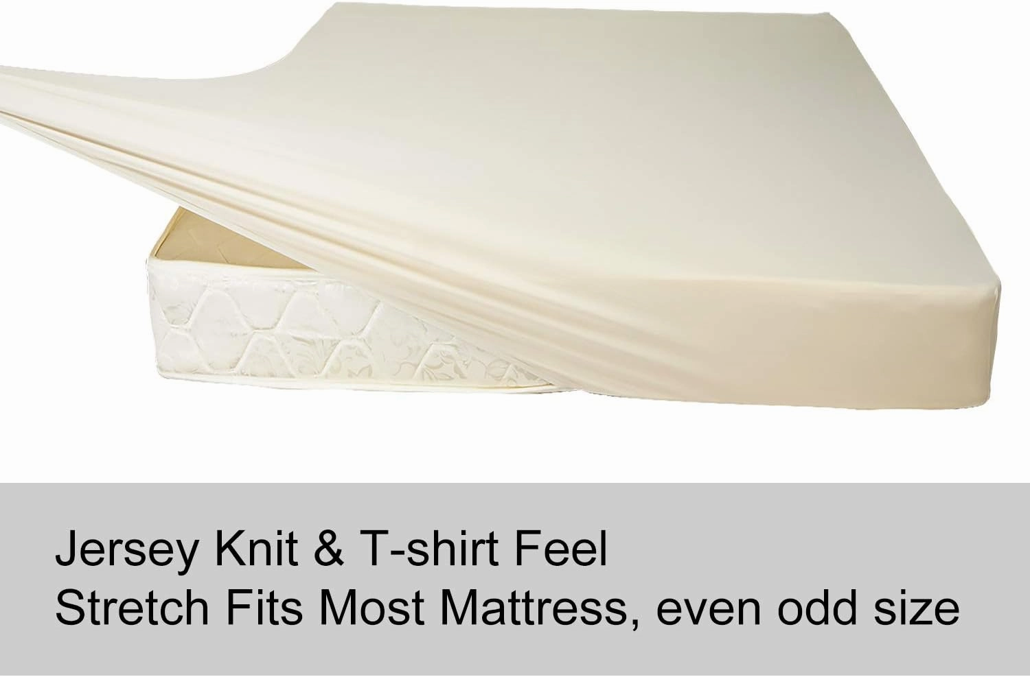 Soft Stretch Queen Size Fitted Sheet Only - Jersey Knit & Cozy T-Shirt Like, 4-Way Stretchy Snug Fit & Wrinkle Free, No More Slipping Mattress Sheets - Creamy Beige, Queen