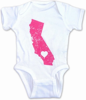 Sol Baby California Love White/Pink Bodysuit - Baby Girls Summer Bodysuit, Short Sleeve Romper for Newborns, Infants & Babies