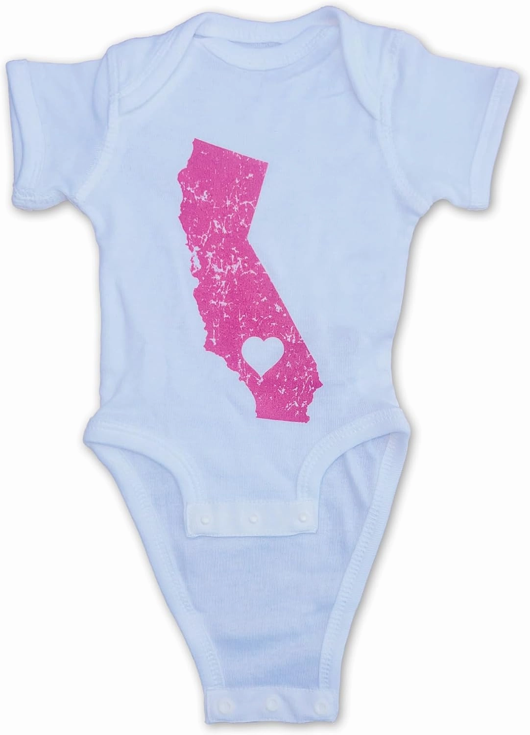 Sol Baby California Love White/Pink Bodysuit - Baby Girls Summer Bodysuit, Short Sleeve Romper for Newborns, Infants & Babies