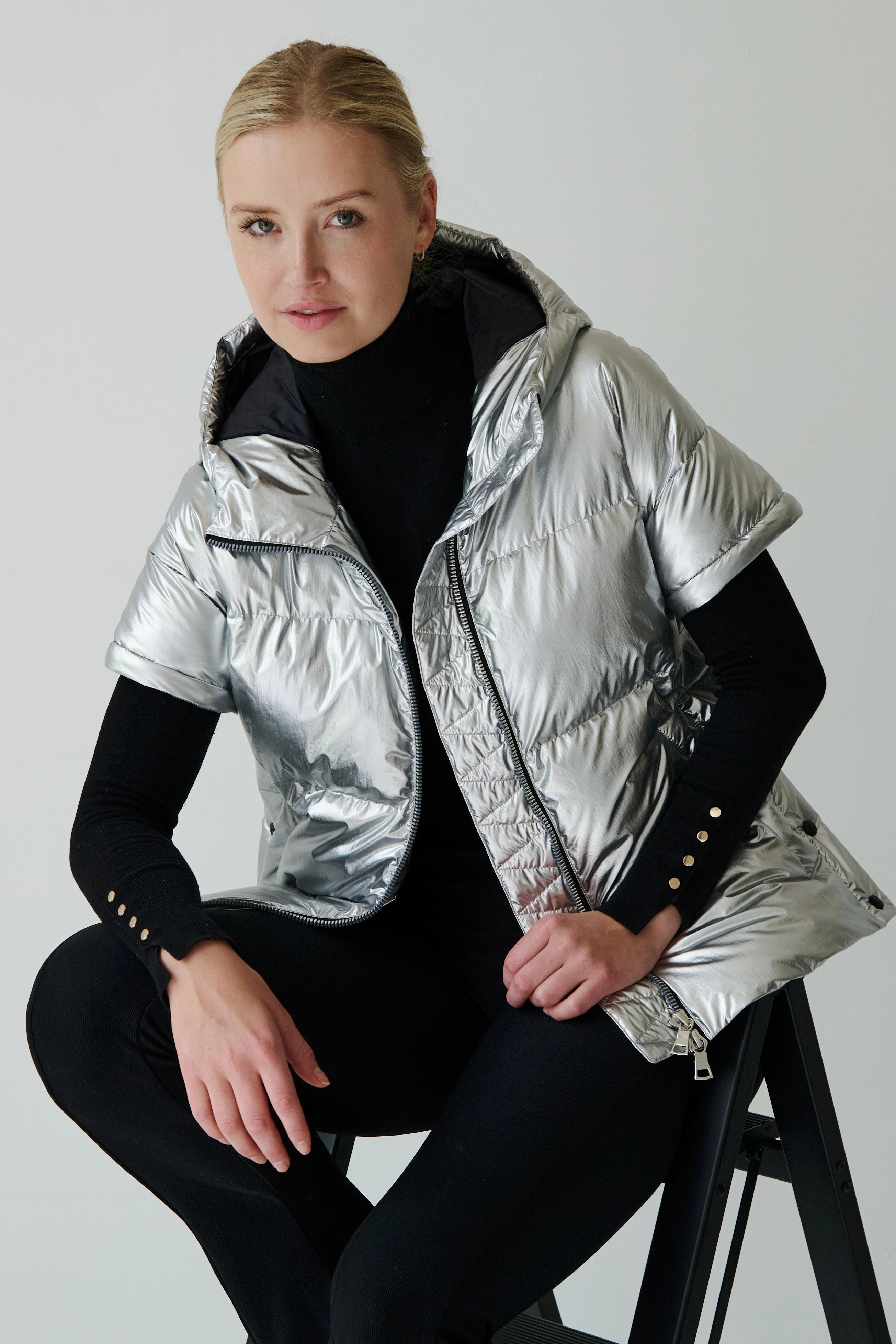 Soley Vegan Down 2 in 1 Jacket | Metallic Silver