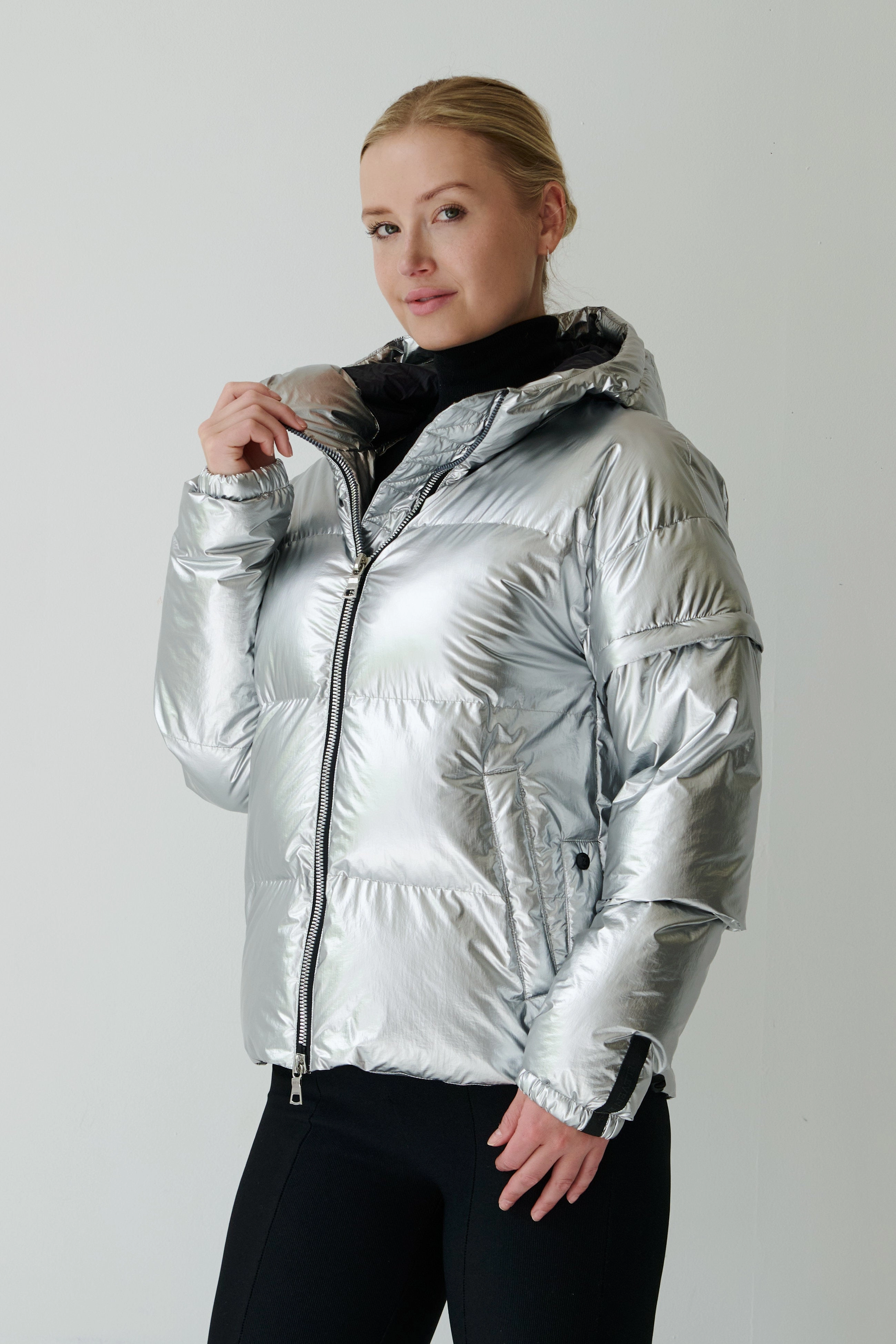 Soley Vegan Down 2 in 1 Jacket | Metallic Silver