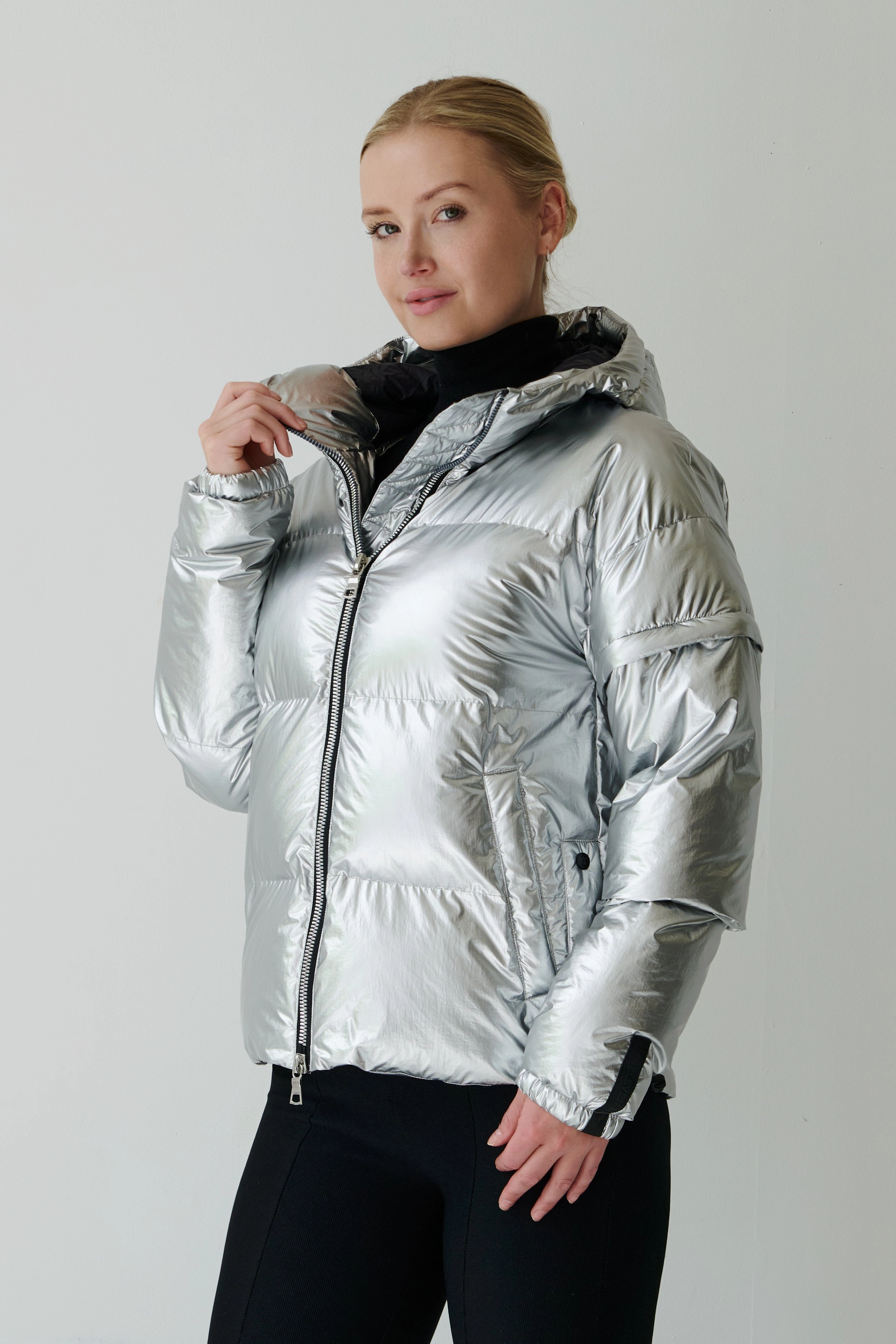 Soley Vegan Down 2 in 1 Jacket | Metallic Silver