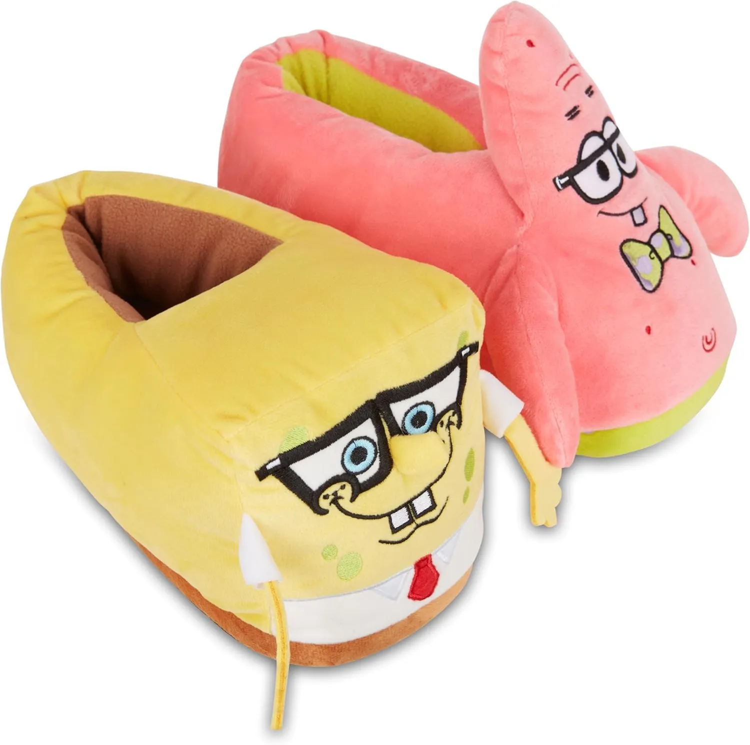 SpongeBob SquarePants Ladies Plush Slippers - Spongebob, Patrick Star, Mr Krabs - 3D Plush Slip-On Slippers
