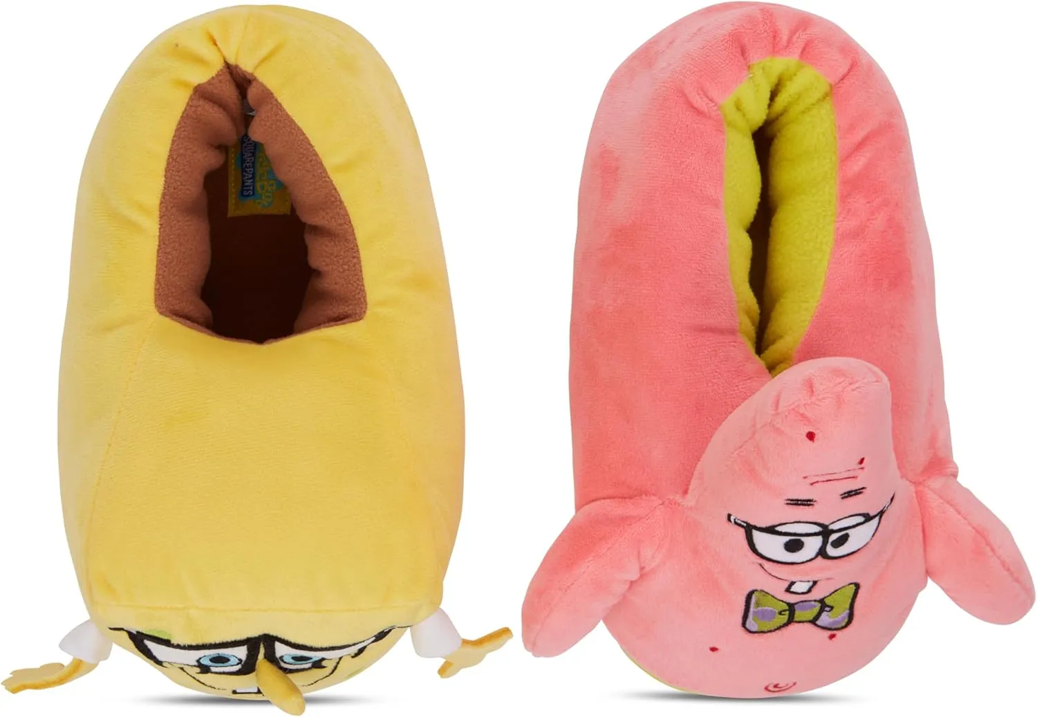 SpongeBob SquarePants Ladies Plush Slippers - Spongebob, Patrick Star, Mr Krabs - 3D Plush Slip-On Slippers