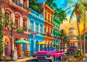 Springbok Havana Sunset 1000 Piece Jigsaw Puzzle for Adults - Colorful Travel Puzzle by Artist Dominic Davison - Finished Size 30" x 24"
