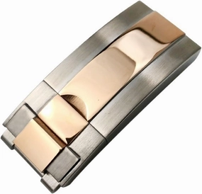 Stainless Steel Folding Buckle Glide Lock For Rolex Submariner Oysterflex Daytona GMT Watch Band Strap Deployment Clasp (Color : Glossy silver rose, Size : 16mm X 9mm)