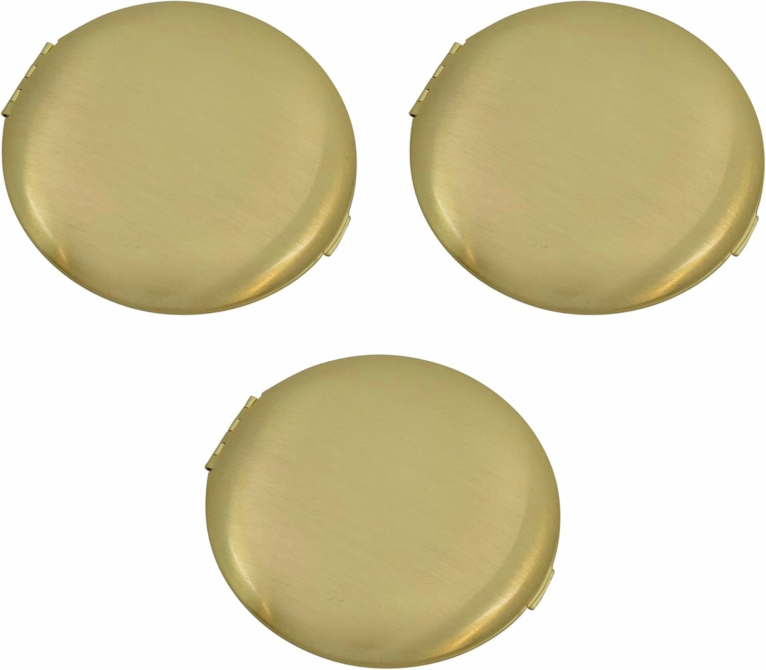 Stephanie Imports Set of 3 Double Sided Magnifying Compact Mirrors with Brushed Metal Finish (Gold, Round)