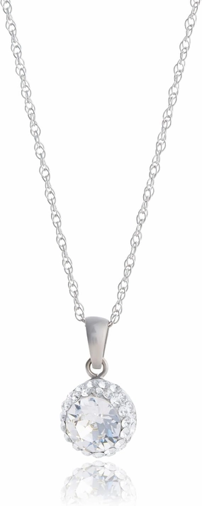 Sterling Silver Crystal Halo Pendant Necklace, 18" by MAX   STONE