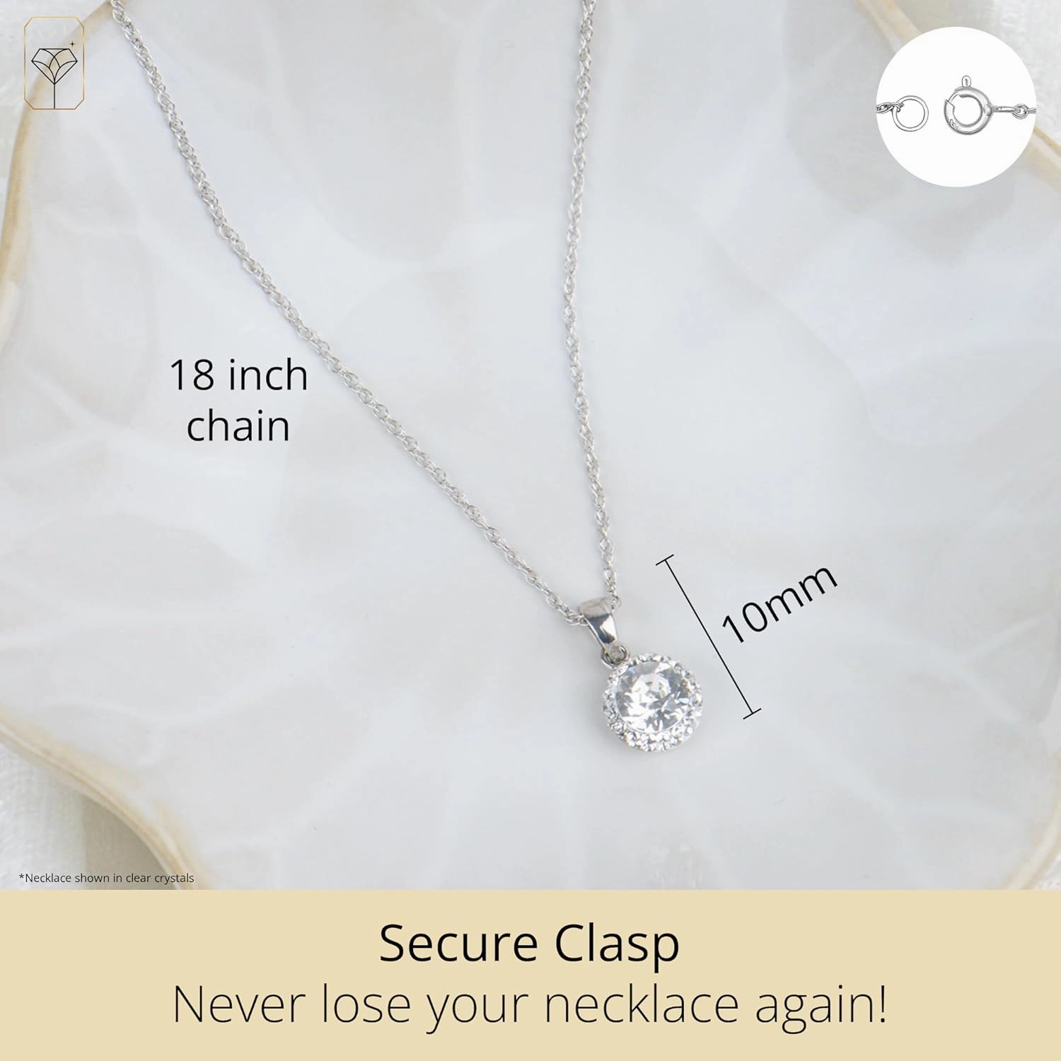 Sterling Silver Crystal Halo Pendant Necklace, 18" by MAX   STONE