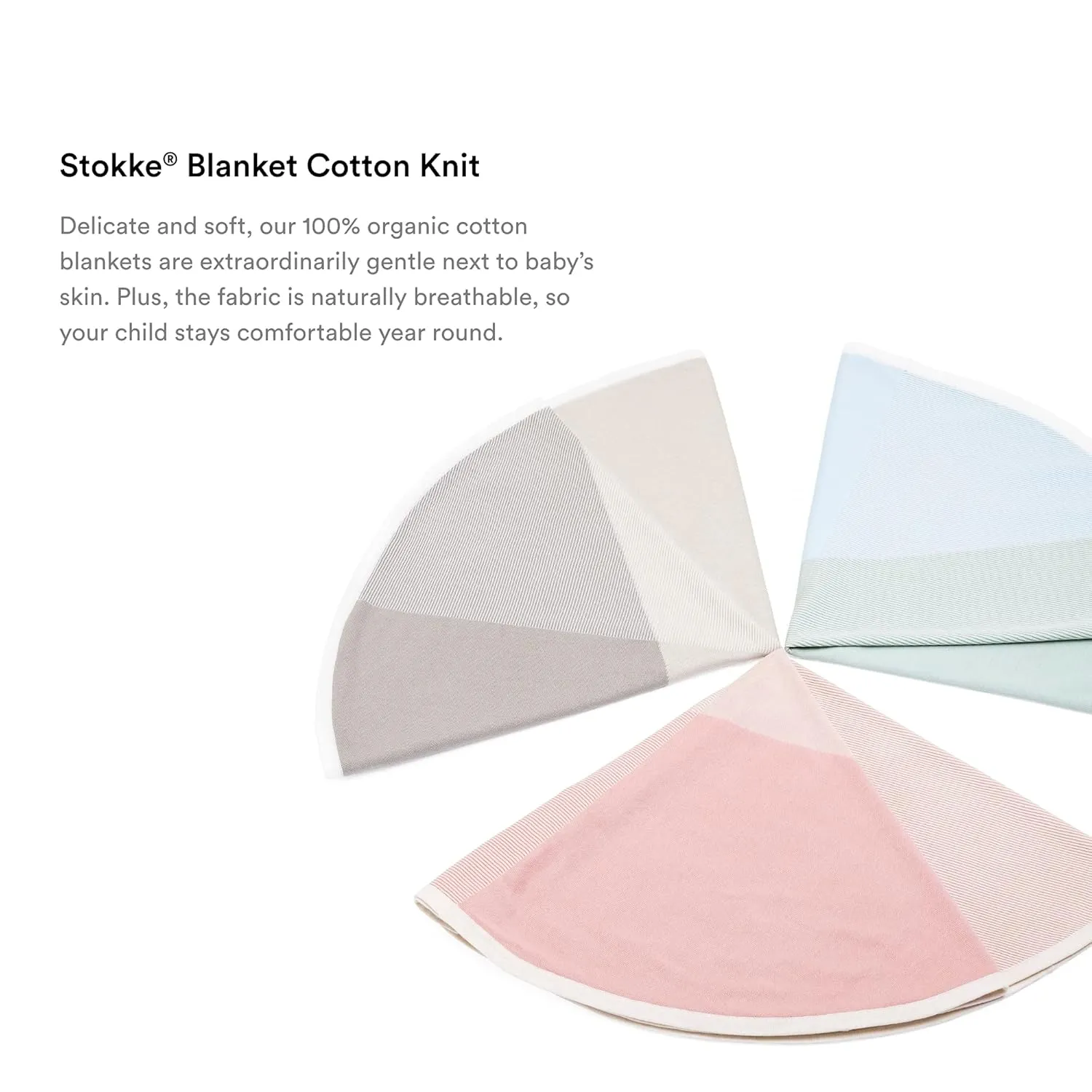 Stokke Blanket Cotton Knit, Beige - Soft & Breathable Baby Blanket - Machine Washable - Made of Safe, Organic Cotton