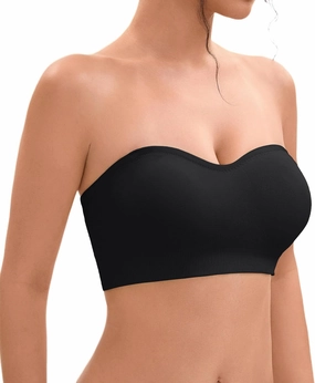 Strapless Bras for Women-Push-Up Non-Slip Bandeau Bra,Seamless Wirefree Padded Tube Top Convertible Straps