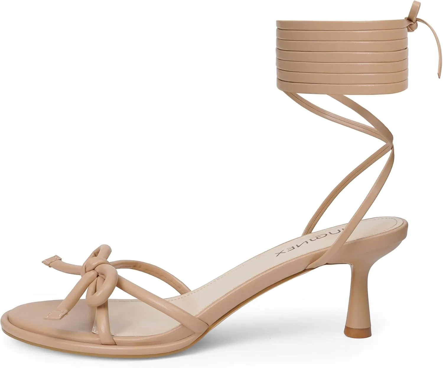 Strappy Heels Bow Tie Kitten Heels for Women Lace up Sandals Rounded Toe Party Dressy Prom Shoes