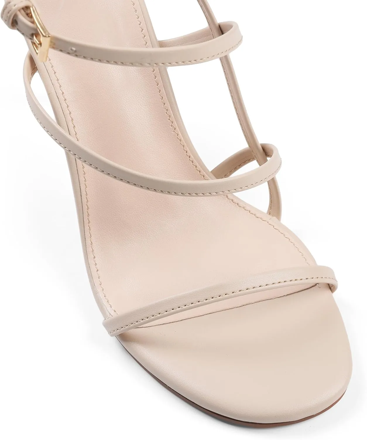 Strappy Heels For Women, Kitten Stiletto Sandals Adjustable Ankle Strap Round Toe Comfortable Formal Dressy Sexy Cute Wedding Party Prom Bridal 3.15 Inches In Height Summer Heels