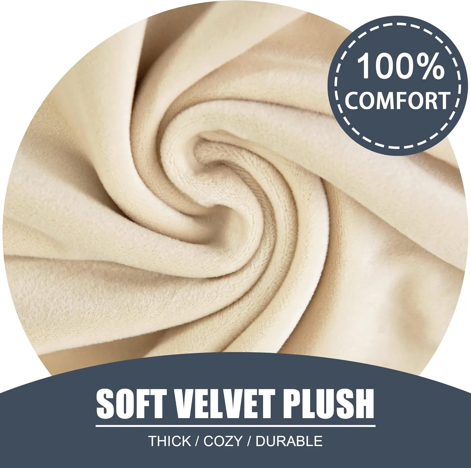 Stretch Cushion Cover, Soft Velvet Plush Cushion Slipcovers Loveseat Sofa Covers Couch Seat Covers Furniture Protector with Elastic Bottom (Beige, X-Large)