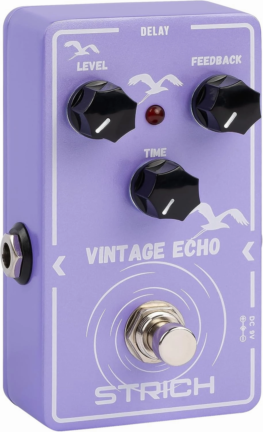 STRICH Delay Guitar Pedal, Analog Delay Guitar Effect Pedal Vintage, True Bypass for Electric Guitar, VINTAGE ECHO, Light Purple