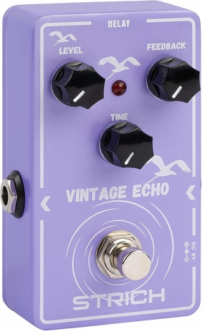 STRICH Delay Guitar Pedal, Analog Delay Guitar Effect Pedal Vintage, True Bypass for Electric Guitar, VINTAGE ECHO, Light Purple