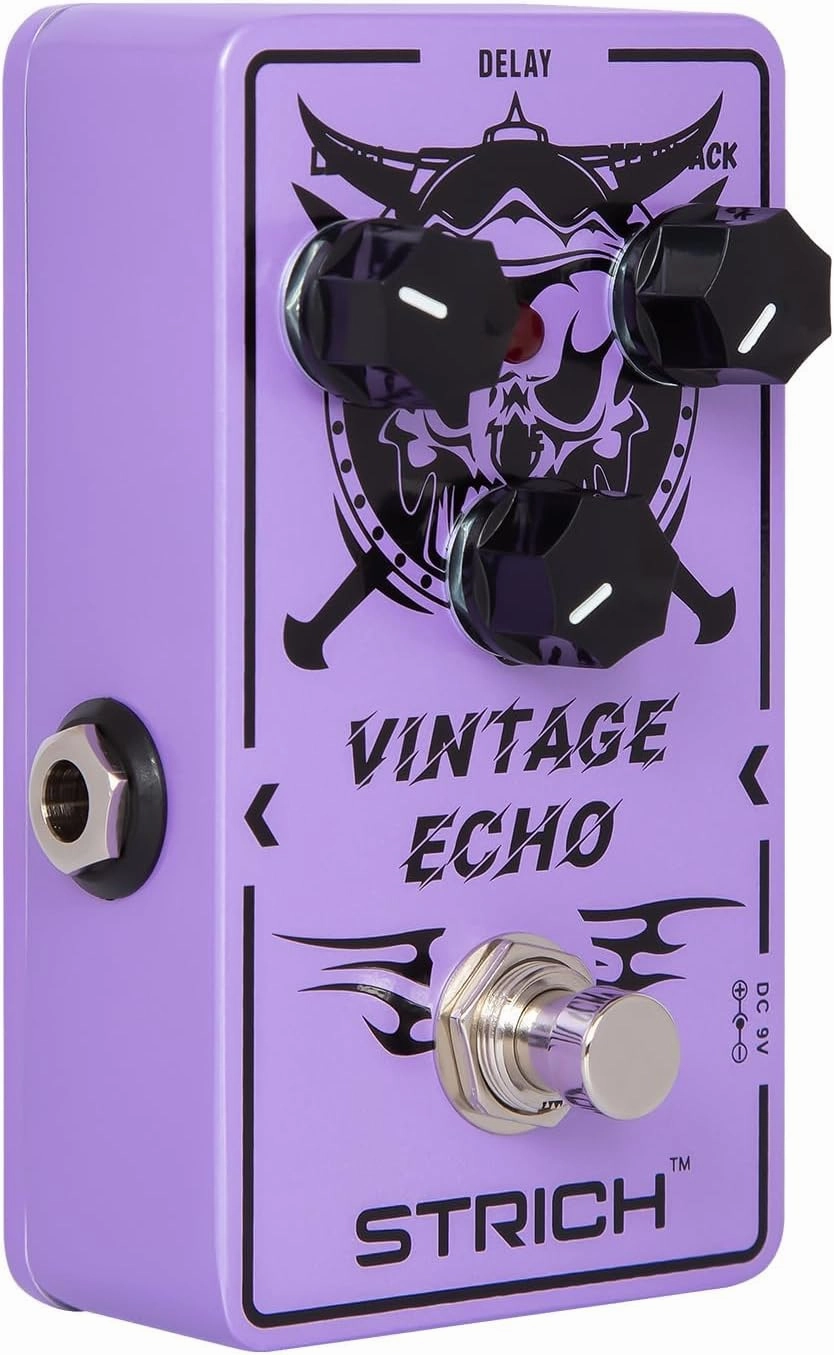 STRICH VINTAGE ECHO Delay Guitar Pedal, Analog Delay Guitar Effect Pedal Vintage, True Bypass for Electric Guitar, Purple