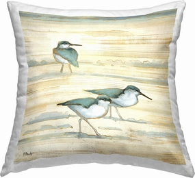 Stupell Industries Sandpipers Walking Abstract Beach Sand Design by Paul Brent Throw Pillow, 18 x 18, Beige