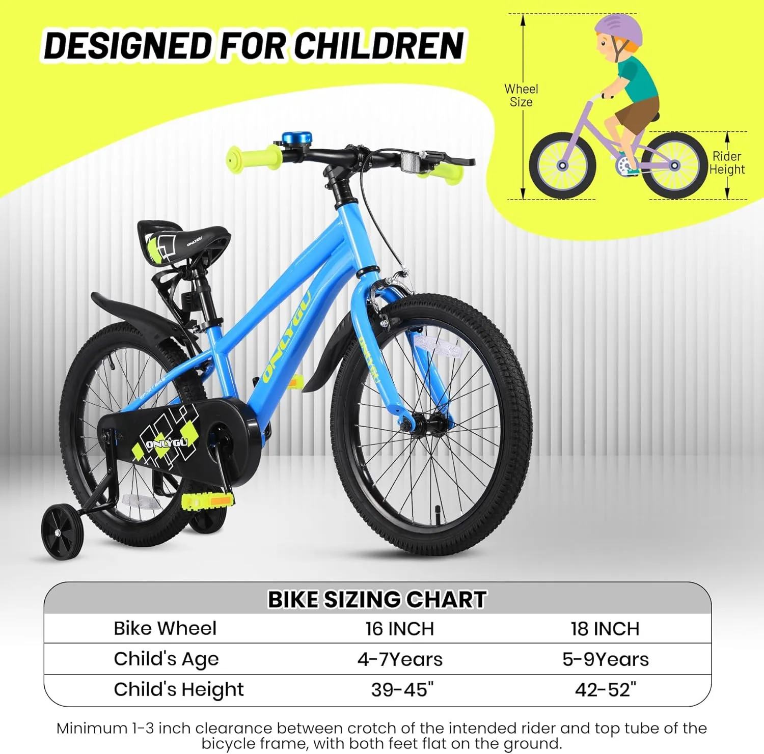 Stylish Kids Bike for Ages 4-9 - Easy Assembly Safe & Stable Ride, 16-18 Inch Wheels, Vibrant Colors, Includes Training Wheels