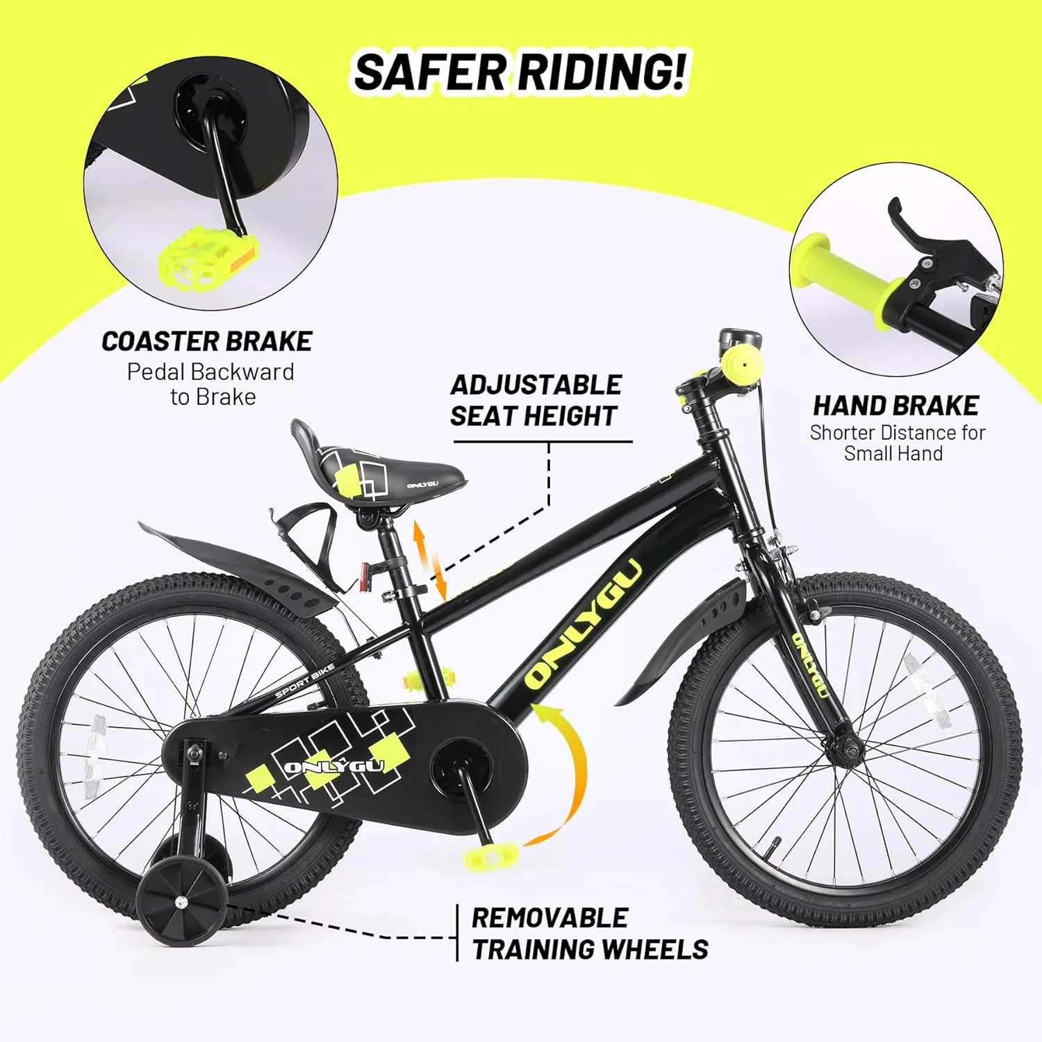 Stylish Kids Bike for Ages 4-9 - Easy Assembly Safe & Stable Ride, 16-18 Inch Wheels, Vibrant Colors, Includes Training Wheels
