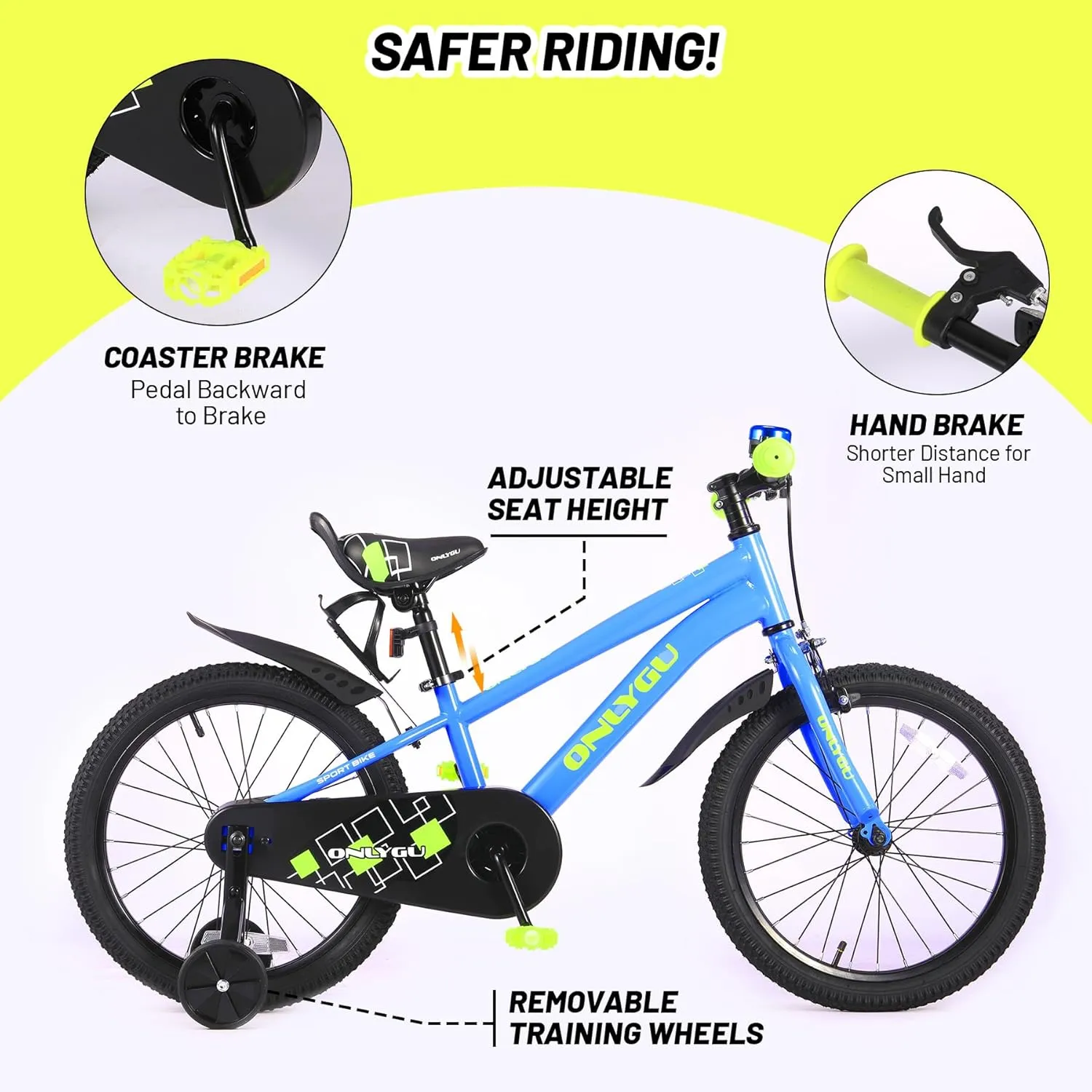 Stylish Kids Bike for Ages 4-9 - Easy Assembly Safe & Stable Ride, 16-18 Inch Wheels, Vibrant Colors, Includes Training Wheels