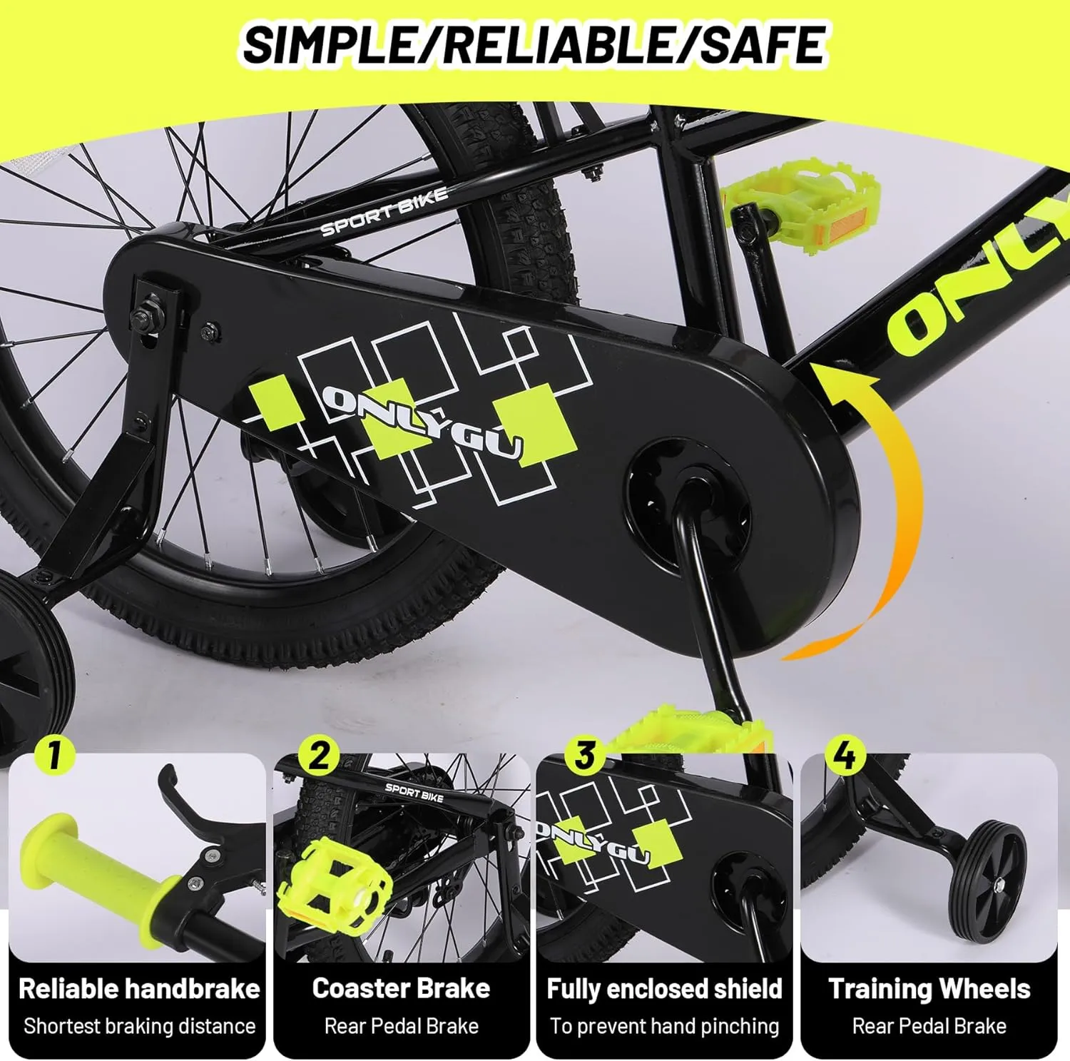 Stylish Kids Bike for Ages 4-9 - Easy Assembly Safe & Stable Ride, 16-18 Inch Wheels, Vibrant Colors, Includes Training Wheels