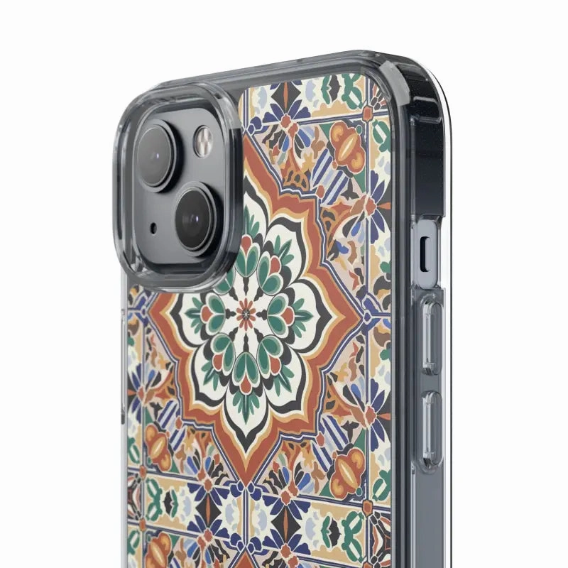 Stylish Clear Case with Vibrant Geometric Pattern