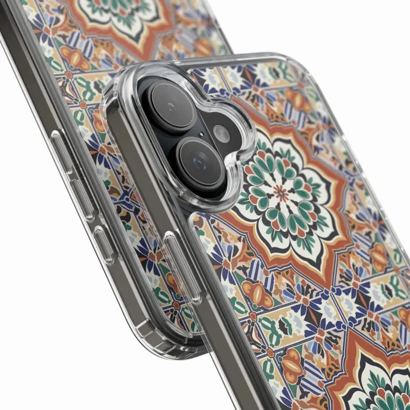 Stylish Clear Case with Vibrant Geometric Pattern