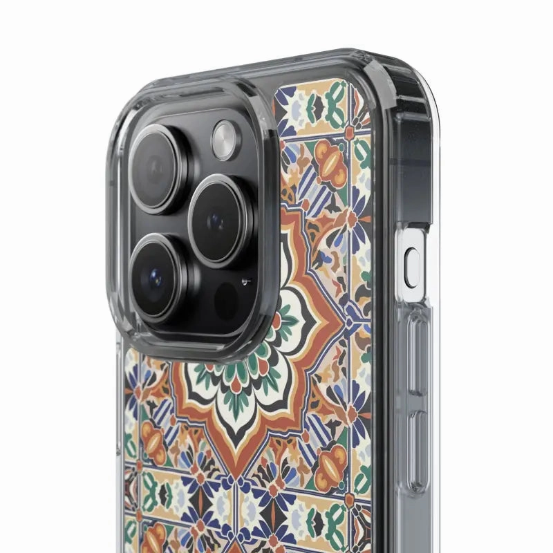 Stylish Clear Case with Vibrant Geometric Pattern