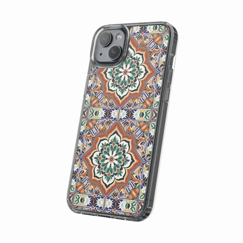 Stylish Clear Case with Vibrant Geometric Pattern