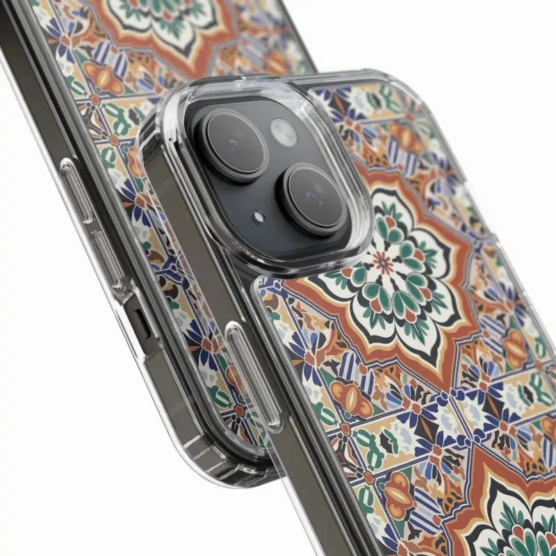 Stylish Clear Case with Vibrant Geometric Pattern