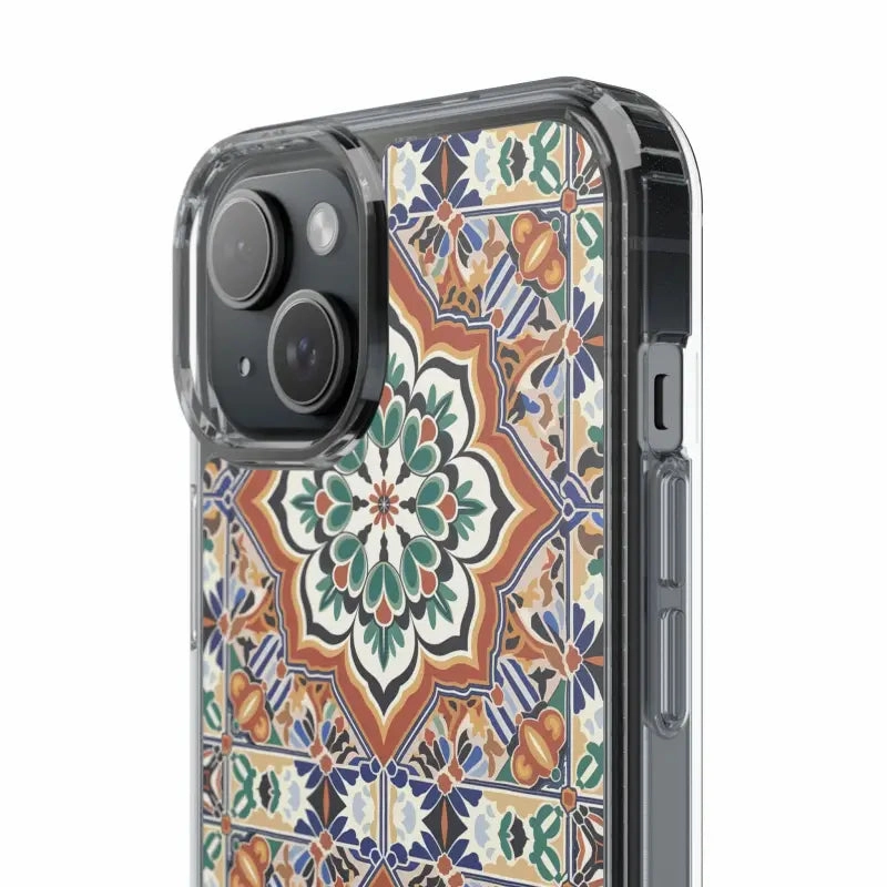 Stylish Clear Case with Vibrant Geometric Pattern