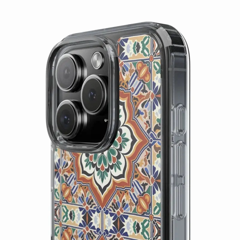 Stylish Clear Case with Vibrant Geometric Pattern