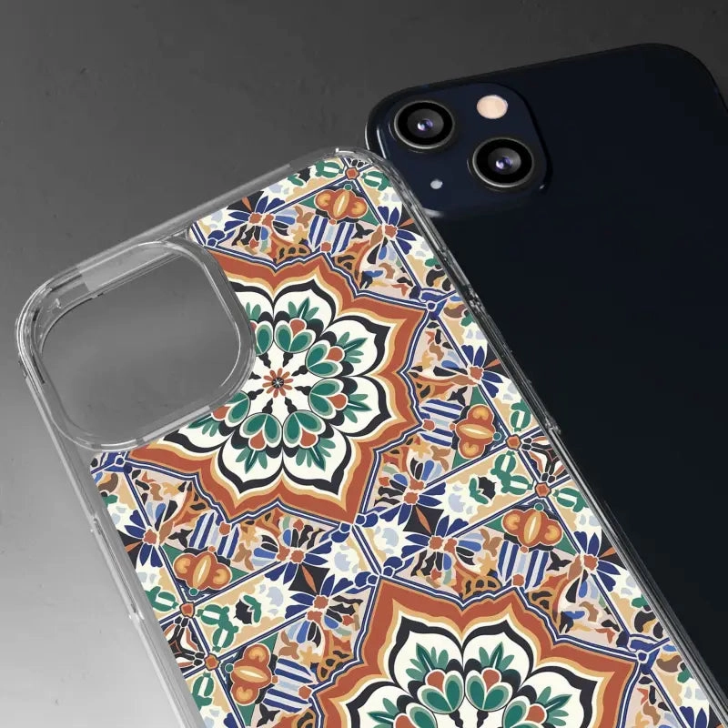 Stylish Clear Case with Vibrant Geometric Pattern