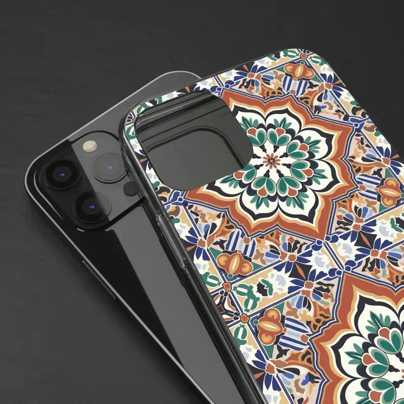 Stylish Clear Case with Vibrant Geometric Pattern