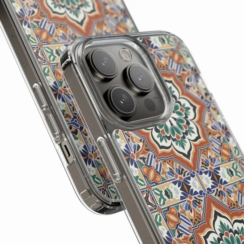 Stylish Clear Case with Vibrant Geometric Pattern