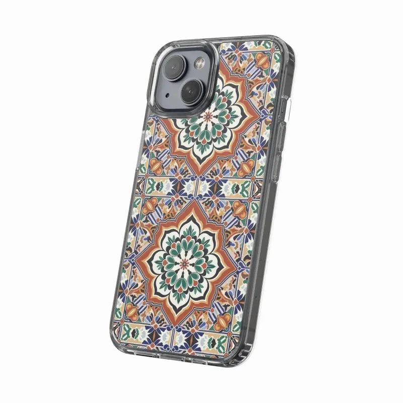 Stylish Clear Case with Vibrant Geometric Pattern